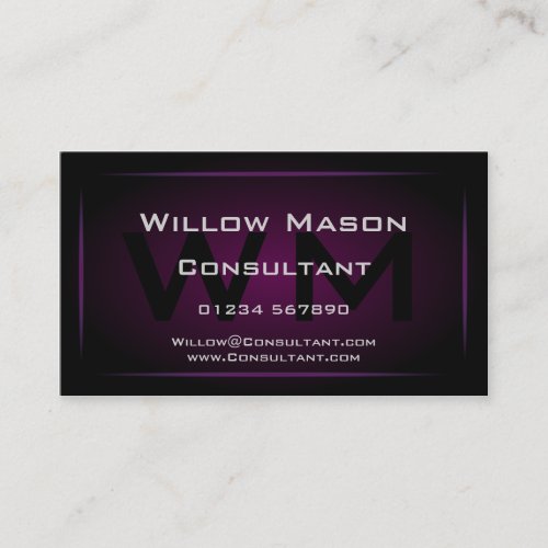 Hi-Res Purple Monogram Professional Business Card