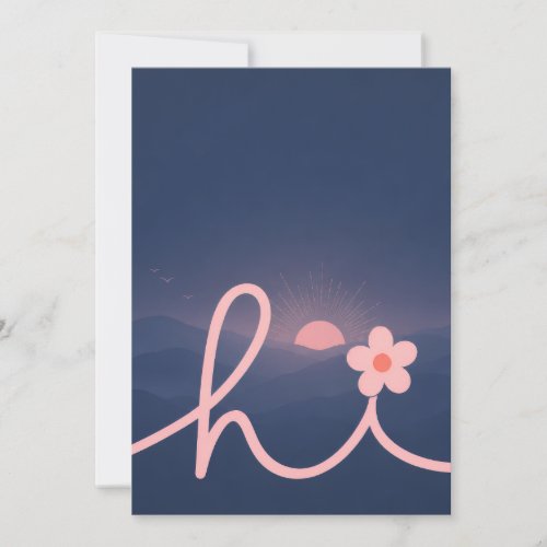 "hi" Script Mountain Sunset Design Invitation