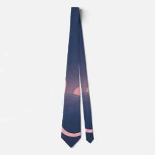 "hi" Script Mountain Sunset Design Neck Tie