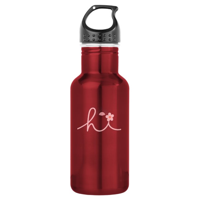 "hi" Script Mountain Sunset Design Stainless Steel Water Bottle (Front)