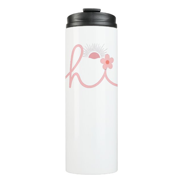 "hi" Script Mountain Sunset Design Thermal Tumbler (Front)