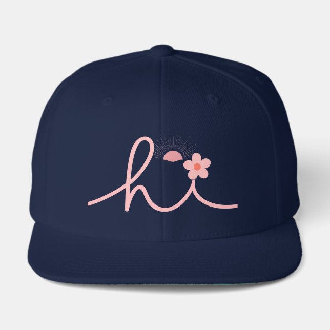 "hi" Script Mountain Sunset Design Visor (Front)
