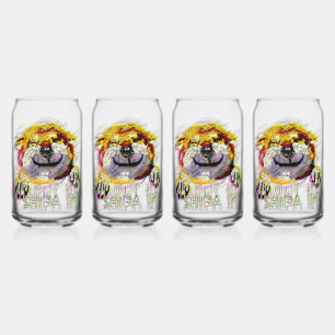 "HI" SHIBA INU CAN GLASS