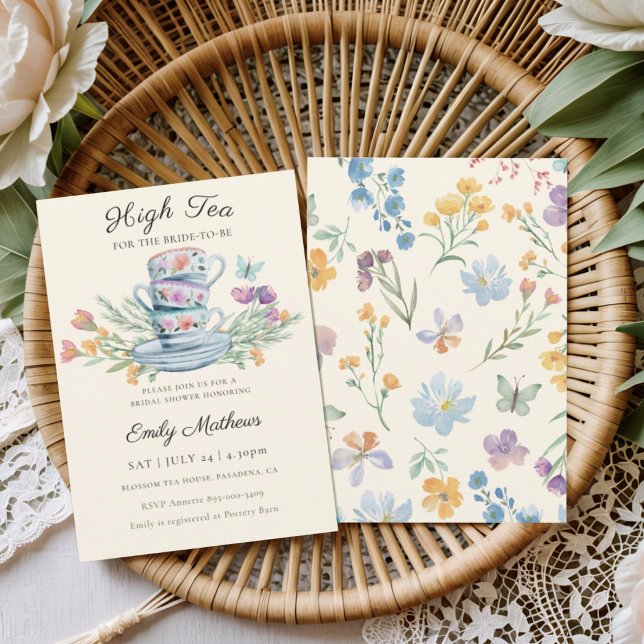 Hi Tea For the Bride Wildflower Bridal Shower Invitation (Creator Uploaded)