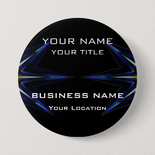 Hi Tec Futuristic Business Name Tag Pinback Button (Front)