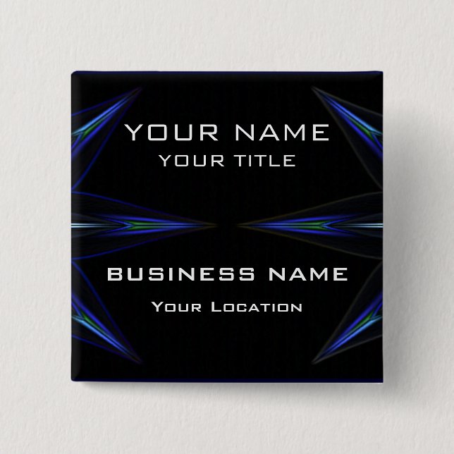 Hi Tec Futuristic Business Name Tag Pinback Button (Front)
