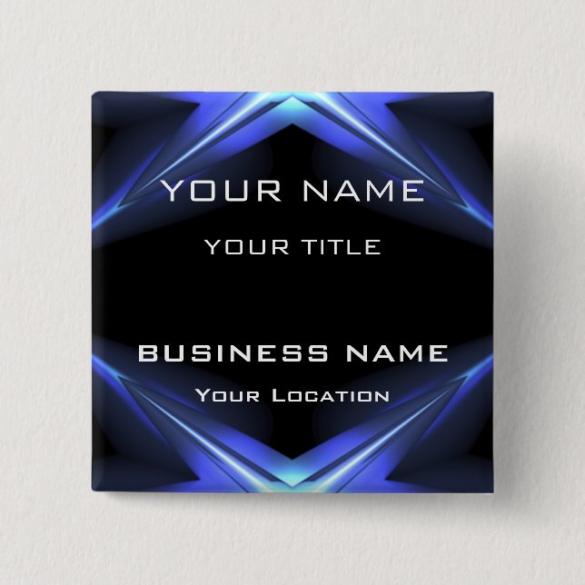 Hi Tec Futuristic Business Name Tag Pinback Button (Front)