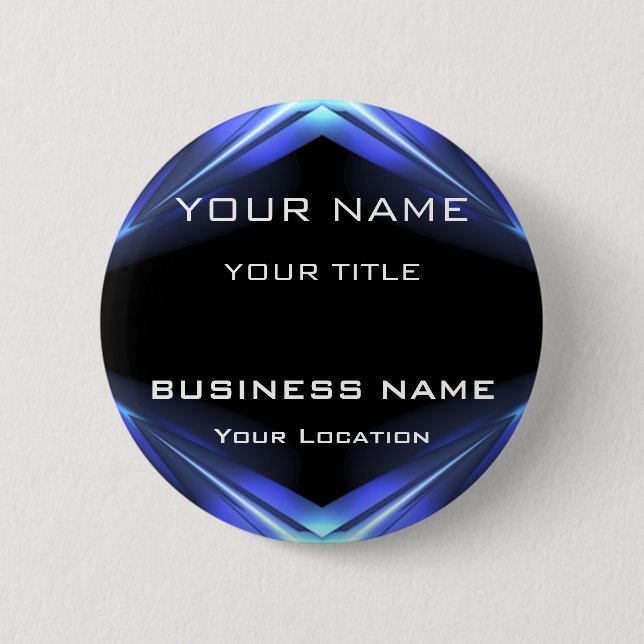 Hi Tec Futuristic Business Name Tag Pinback Button (Front)