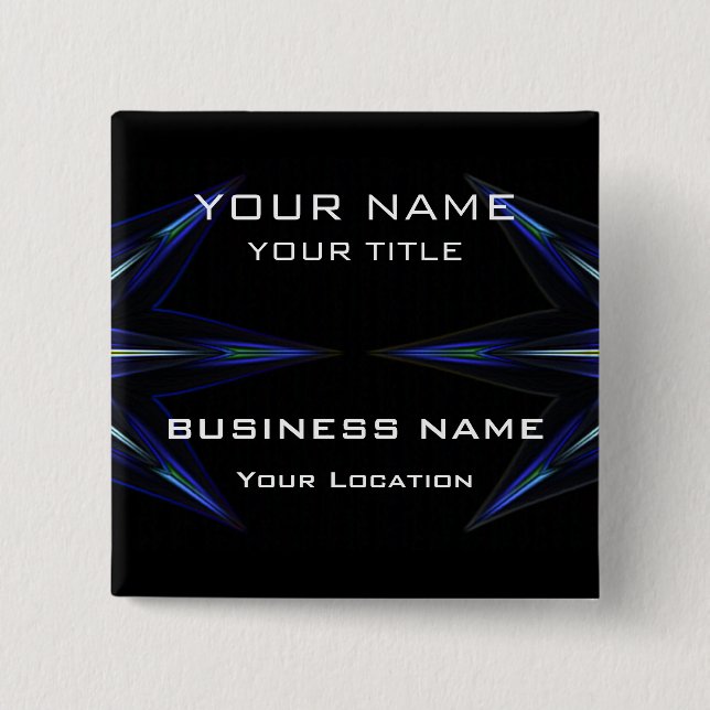 Hi Tec Futuristic Business Name Tag Pinback Button (Front)