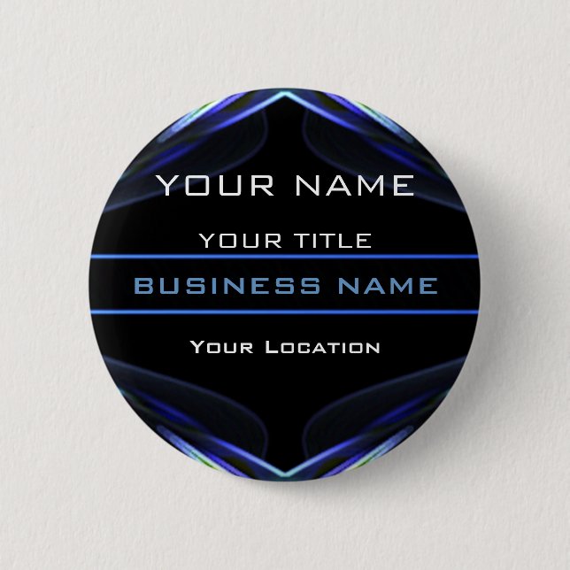 Hi Tec Futuristic Business Name Tag Pinback Button (Front)