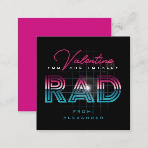 Hi_tech 80s Hot Pink Totally Rad Valentine  Note Card