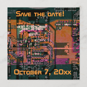 Hi- tech electronic geek wedding save the date