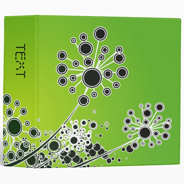 Hi Tech Flower On Lime Green Background 3 Ring Binder (Front/Spine)