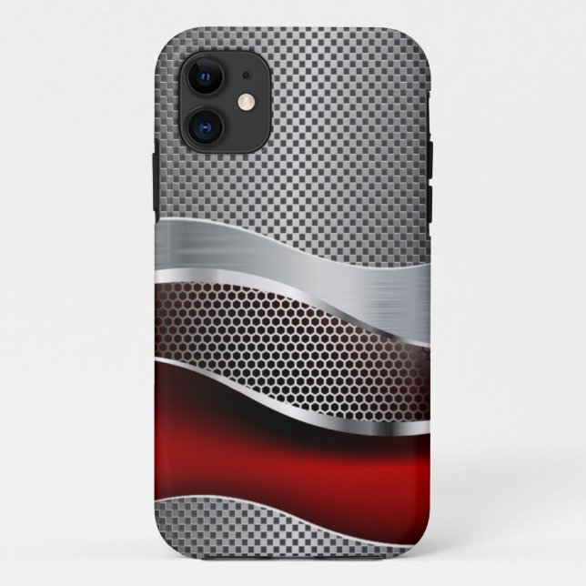 Hi Tech Futuristic Mesh Chrome Red Case-Mate iPhone Case (Back)