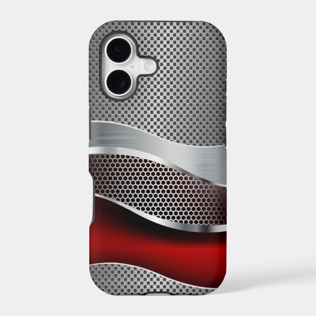 Hi Tech Futuristic Mesh Chrome Red Iphone Case (Back)