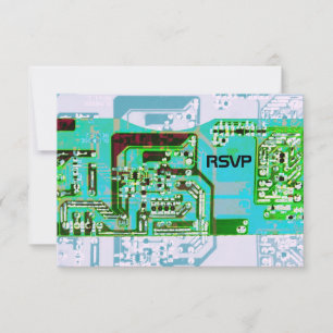 Hi-tech geek wedding RSVP card