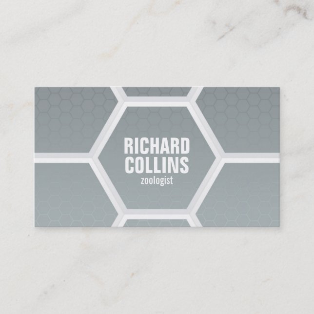 Hi-Tech Honeycomb Pattern - Gray Business Card (Front)