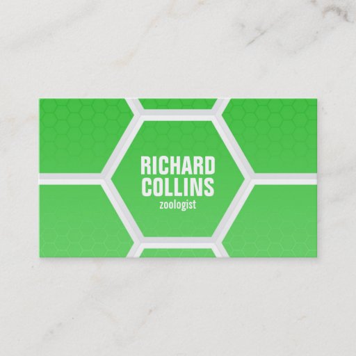 Customizable Hi-Tech Honeycomb Pattern - Green Business Card Template