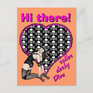 Hi there! roller derby Diva Postcard