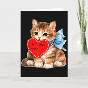 Hi There Valentine Cute Kitten Cat Love Design  Card
