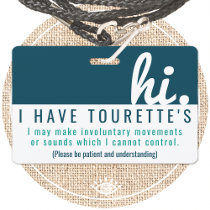 hi tourette syndrome patience pvc badge