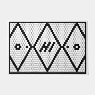Hi Trendy Faux Tile Black and White Doormat