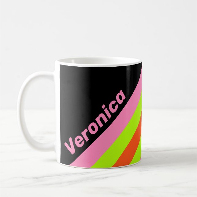 HI-VIS and Pink Stripes with Name Coffee Mug (Left)