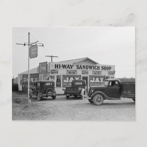 Hi_Way Sandwich Shop 1939 Postcard