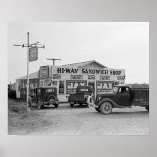 Hi-Way Sandwich Shop, 1939. Vintage Photo Poster
