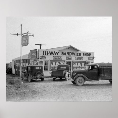 Hi_Way Sandwich Shop 1939 Vintage Photo Poster