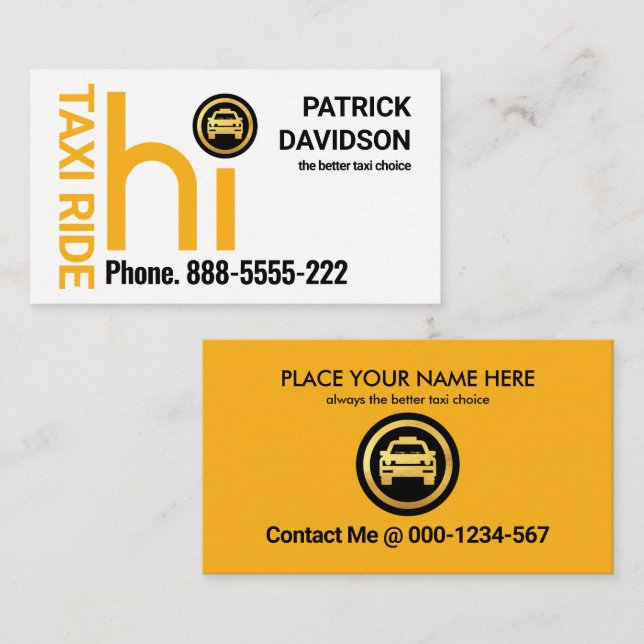 HI Yellow Taxi Cab Driver Business Card (Front/Back)