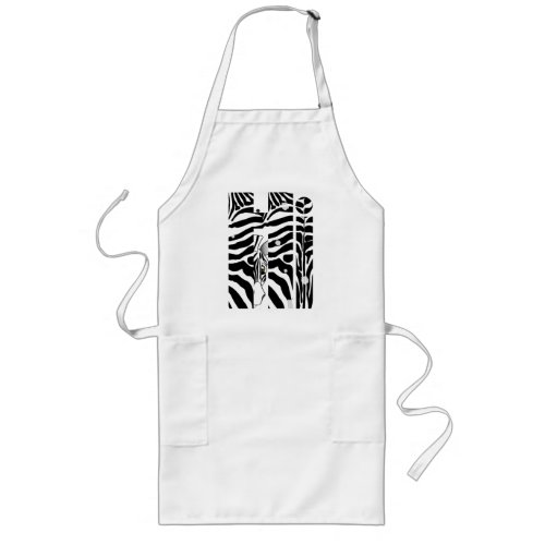 Hi Zebra BlackWhite Stripes Abstract Trendy Long Apron