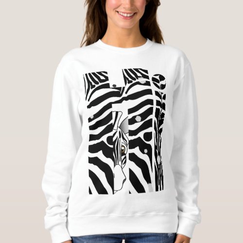Hi Zebra BlackWhite Stripes Abstract Trendy Sweatshirt