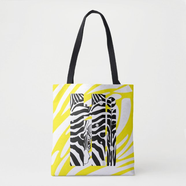"Hi" Zebra Black/White Stripes YELLOW SUMMER 2026 Tote Bag (Front)