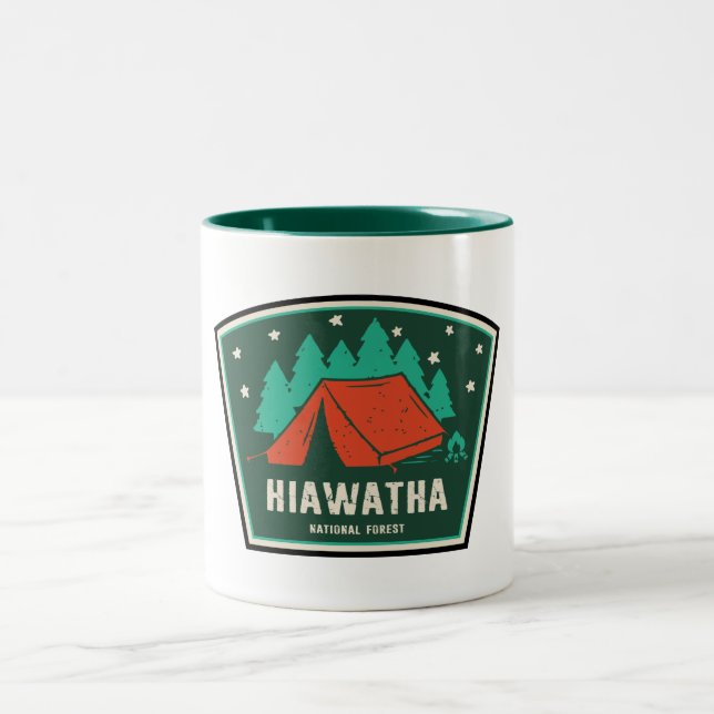 Hiawatha National Forest Camping Two-Tone Coffee Mug (Center)