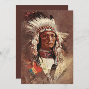 Hiawatha Native American Indian Chief Portrait Invitation