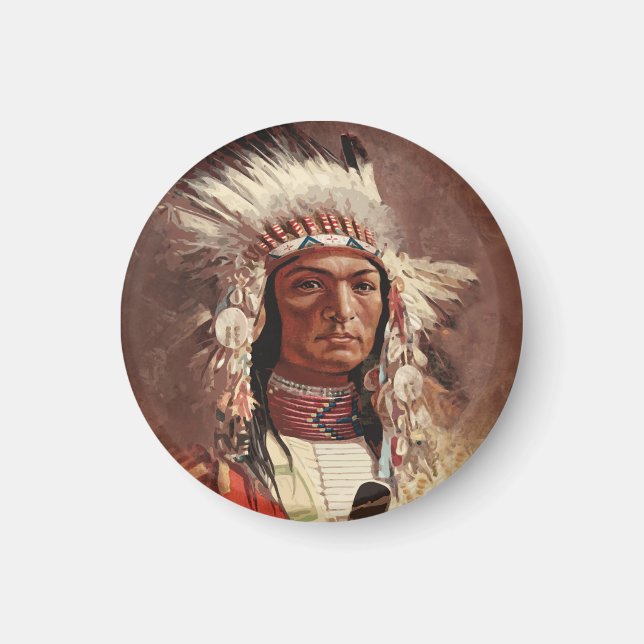 Hiawatha Native American Indian Chief Portrait Magnet (Front)