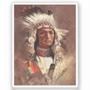 Hiawatha Native American Indian Chief Portrait Sticker