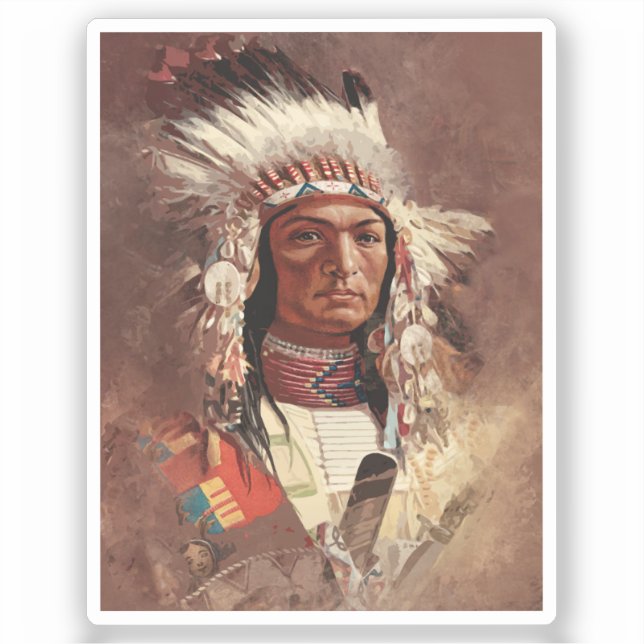 Hiawatha Native American Indian Chief Portrait Sticker (Front)