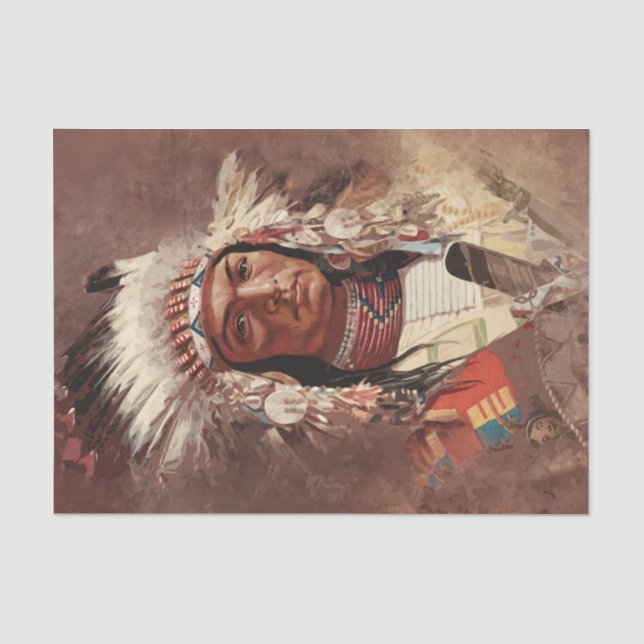 Hiawatha Native American Indian Chief Portrait Tissue Paper (Front)