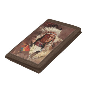 Hiawatha Native American Indian Chief Portrait Tri-fold Wallet