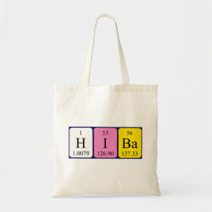 Hiba periodic table name tote bag