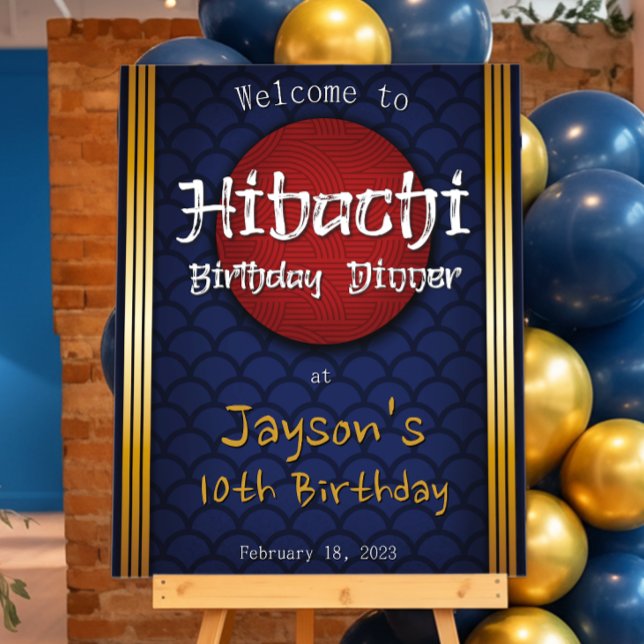 Hibachi Birthday Dinner Blue - Welcome Sign (Hibachi Birthday Dinner Blue - Welcome Sign)