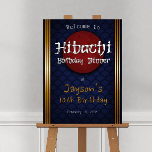 Hibachi Birthday Dinner Blue - Welcome Sign