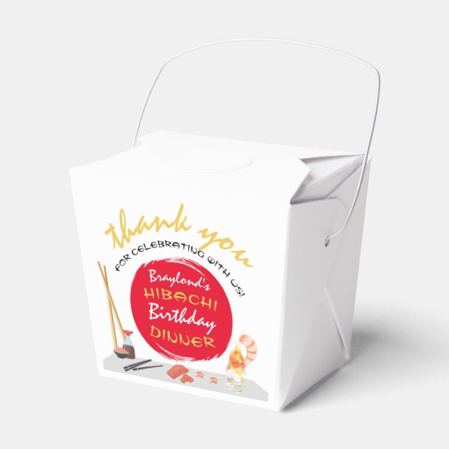 Hibachi Birthday Dinner Hibachi Party Favor Boxes (Front Side)