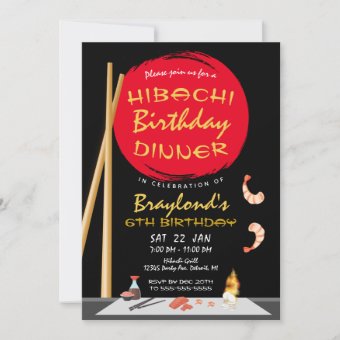 Hibachi Birthday Dinner Hibachi Party Invitation | Zazzle