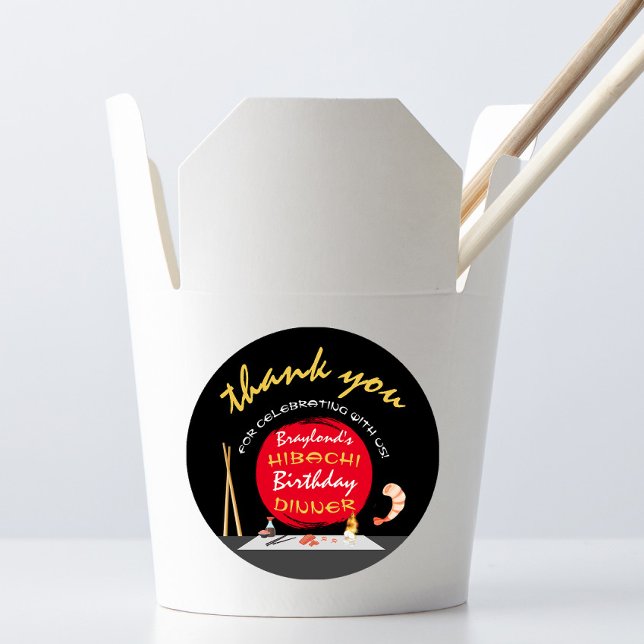 Hibachi Birthday Dinner Hibachi Party Thank You Classic Round Sticker (Creator Uploaded)