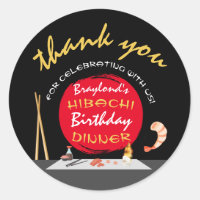 Hibachi Birthday Dinner Hibachi Party Thank You Classic Round Sticker |  Zazzle