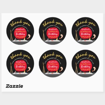 Hibachi Birthday Dinner Hibachi Party Thank You Classic Round Sticker ...