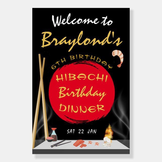Hibachi Birthday Dinner Hibachi Party Welcome Foam Board (Front)